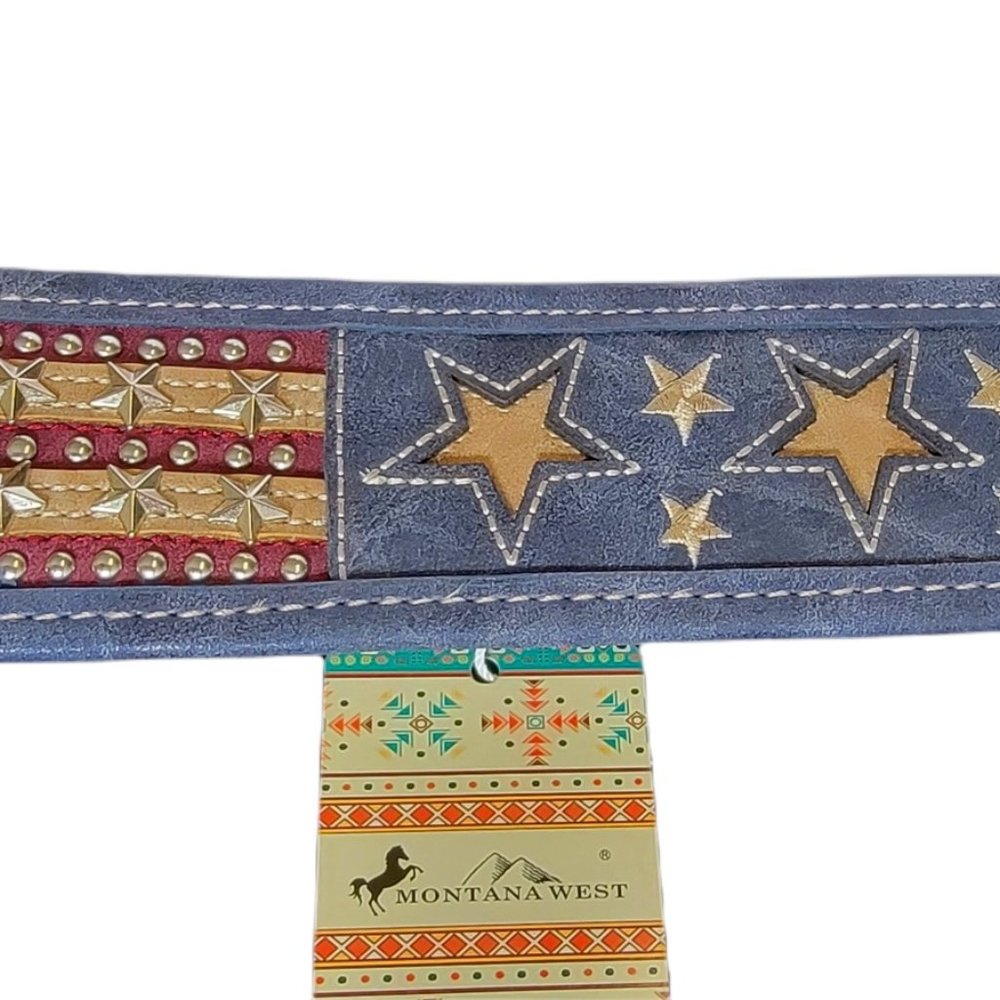 NWT WOMANS MONTANA WEST LEATHER HEADBAND with Stars